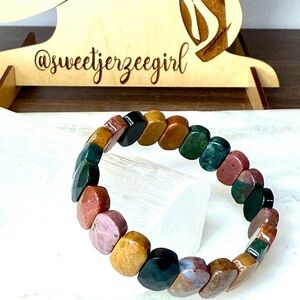 Ocean Jasper Atlantis Stone Faceted Tile Bracelet 17825
